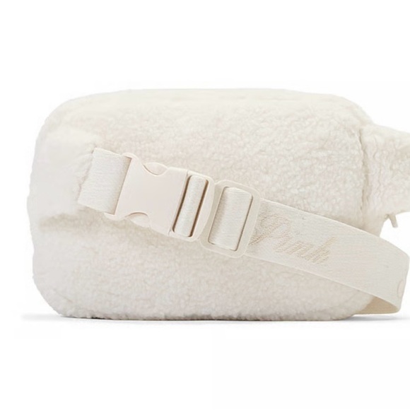 Victoria’s Secret PINK Plush Teddy Belt Bag | Cozy White Shell | NWT - Picture 2 of 3